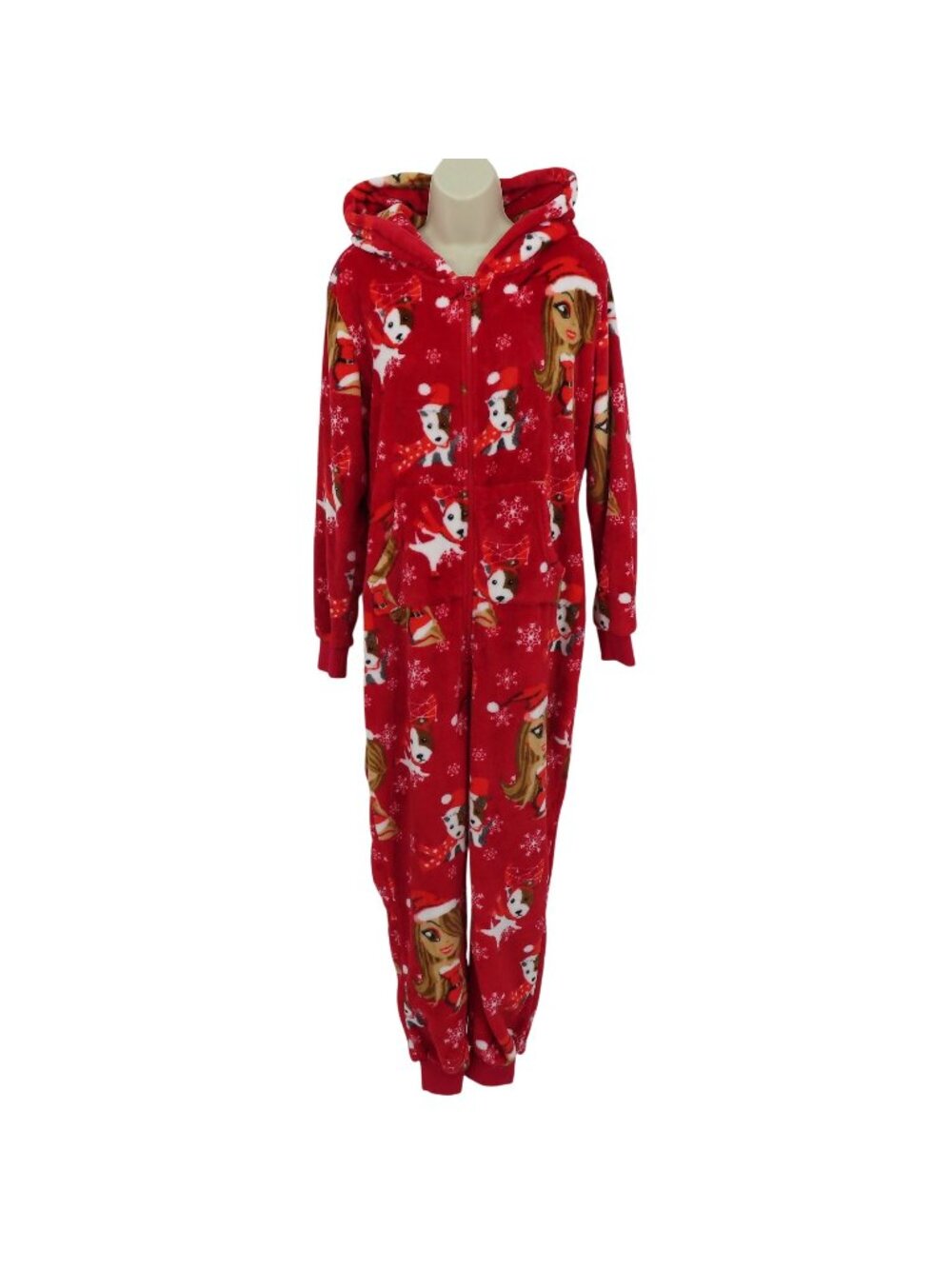 Mariah Carey Adult Medium One Piece Jumpsuit Christmas Holiday Pajamas Hooded
